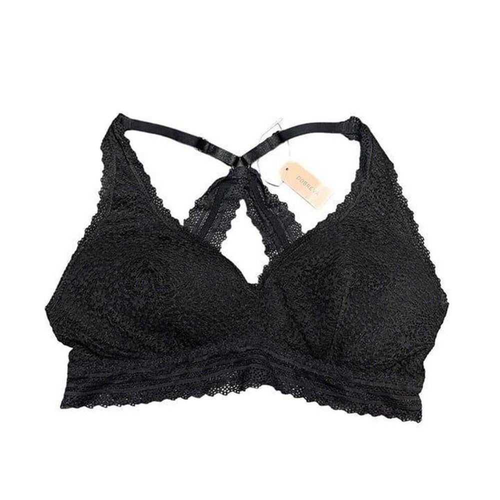 Black Floral Lace Racerback Bralette Boho Romantic Goth Whimsigoth Festival